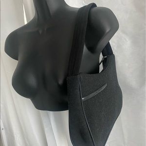 VINTAGE CLOTH PRADA WOOL BLACK SHOULDER BAG/ PURSE